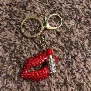 🎾 lips and lipstick key chain